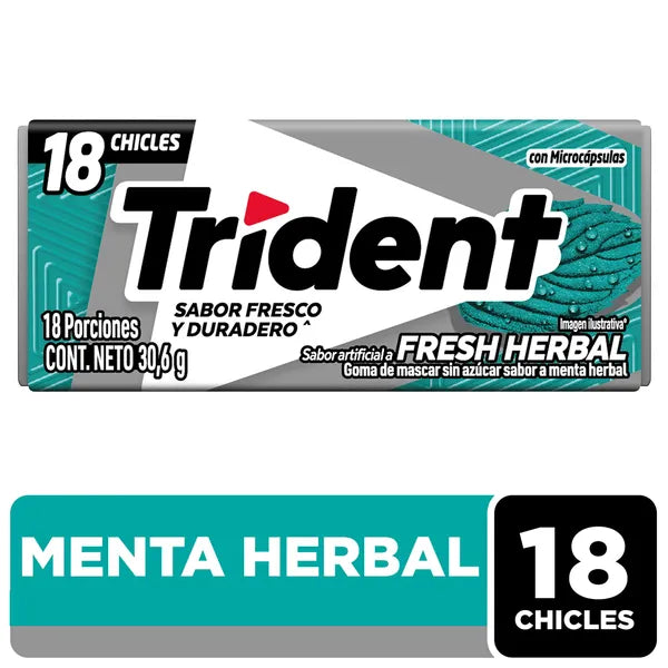 TRIDENT FRESH HERBAL 18 CHICLE