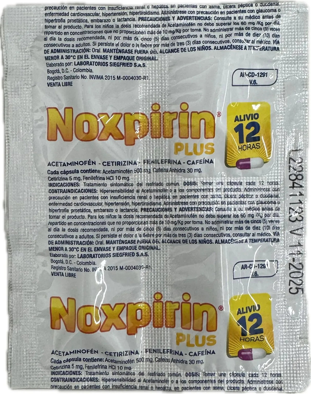 NOXPIRIN PLUS X 4 CAPSULAS