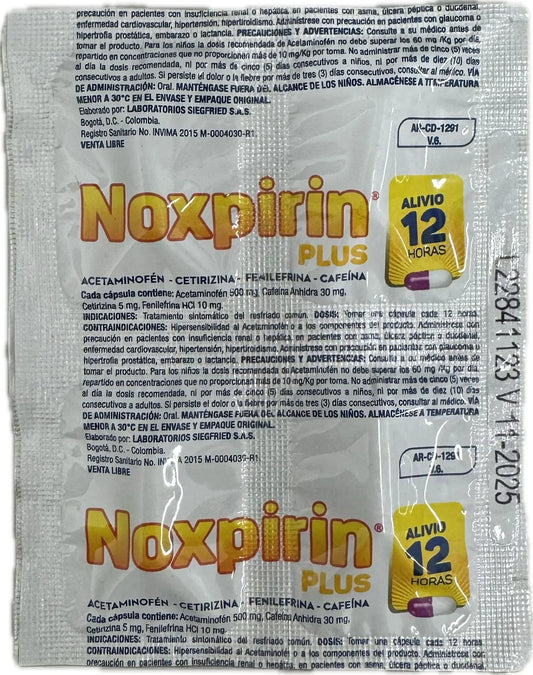 NOXPIRIN PLUS X 4 CAPSULAS