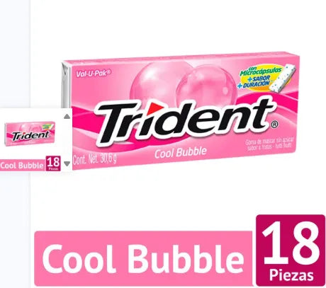 TRIDENT COOL BUBBLE 18 CHICLES