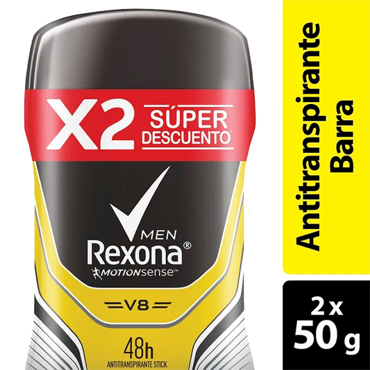 DTE REXONA V8 BARRA 2 UNID 50 GR