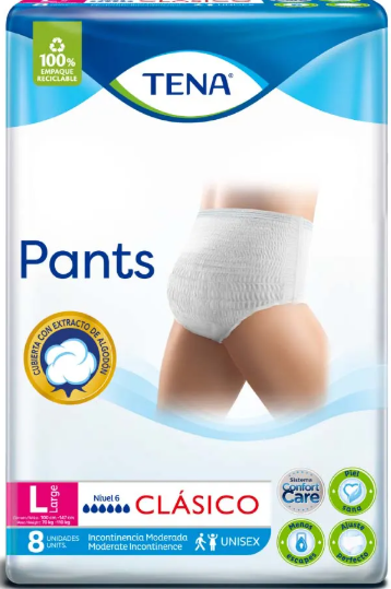 TENA PANTS CLASICO L X 8