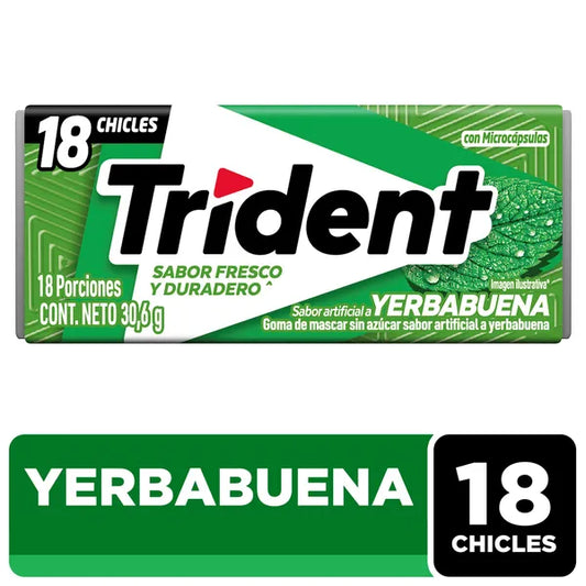 CHICLE TRIDENT AMERICANO YERBABUENA 18UND