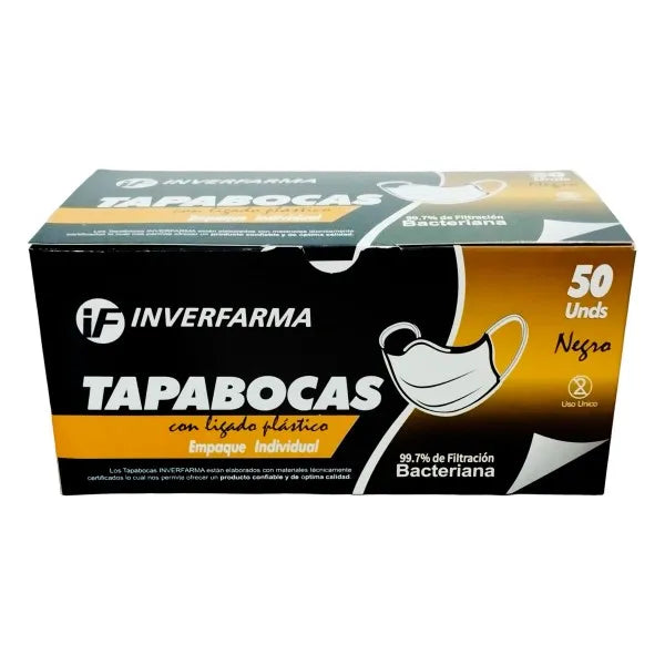 TAPABOCAS EMPAQUE IND NEGRO 50